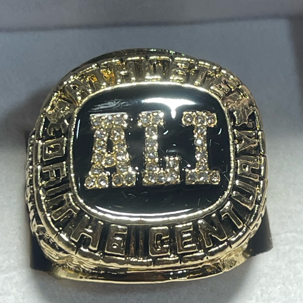 Muhammad Ali Gold and Black Championship Replica Ring Paperweight boxed CHICAGO